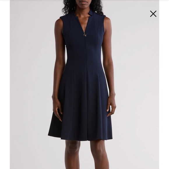 Calvin Klein Dresses & Skirts - Calvin Klein Black Fit & Flare Dress Size 14 NWT CK Zip Charm Sleeveless